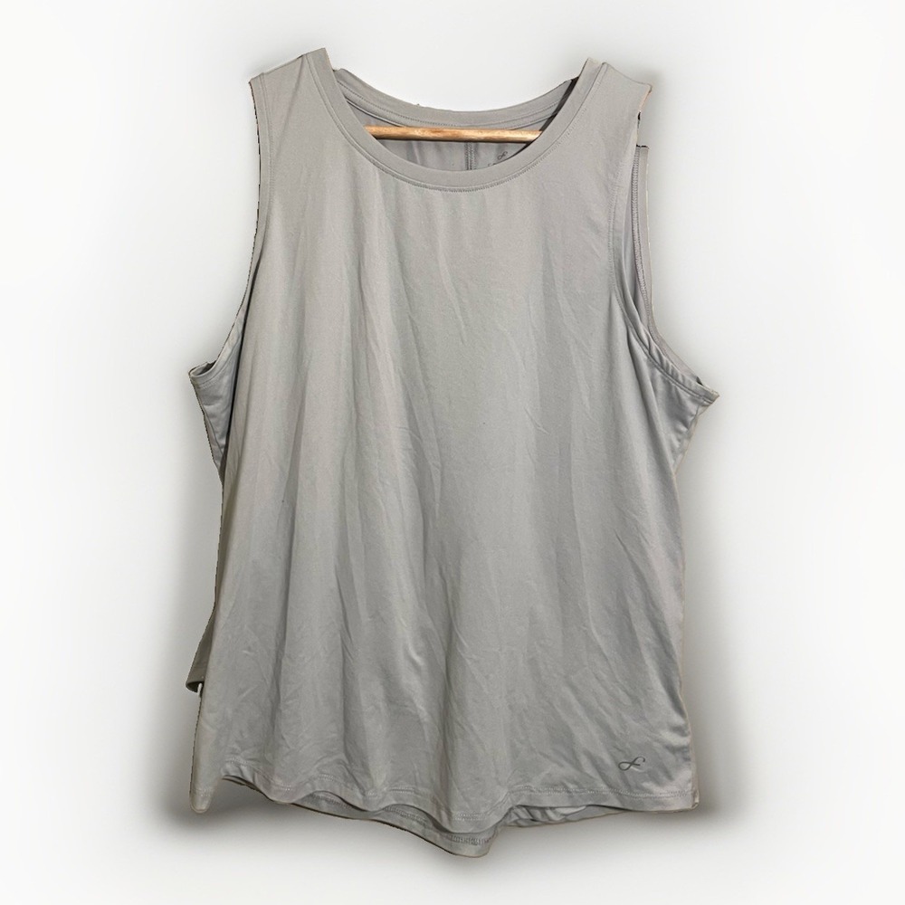 Freely Tank Top Keyhole Back Activewear Twist Women's XL Cutout Workout Gray